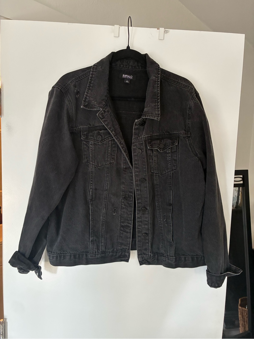 Buffalo David Bitton Washed Black Denim Trucker Jacket